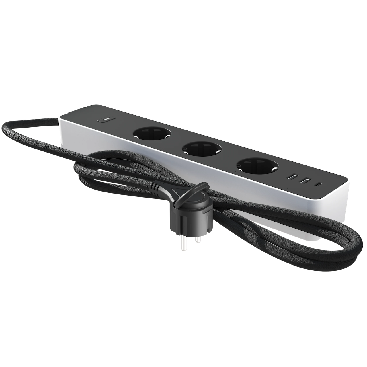 Prelungitor smart Calex Smart Powersocket cu intrerupator, Wireless, 3 prize, 2x USB-A, 1x USB-C, 16A, Wi-Fi, IP20, Alb