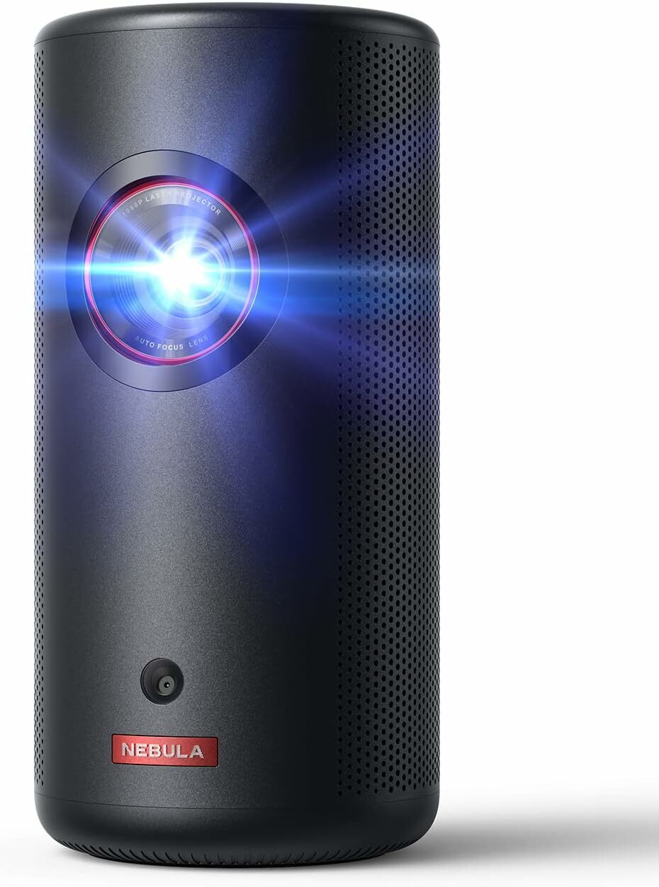 Proiector video portabil Anker Nebula Capsule 3 Laser, 1080p, WiFi, 300 ANSI-Lumen, Dolby Digital, Android TV 11.0, Negru