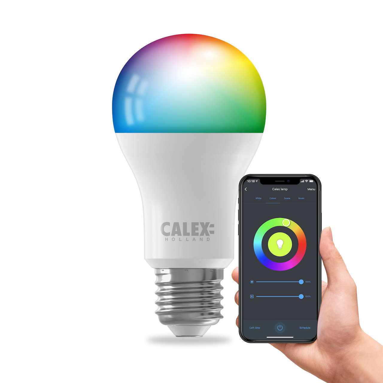 Set 2 Becuri Calex Smart A60, 806 lumeni, 9.4W, 2200-4000K+RGB, E27, dimabil