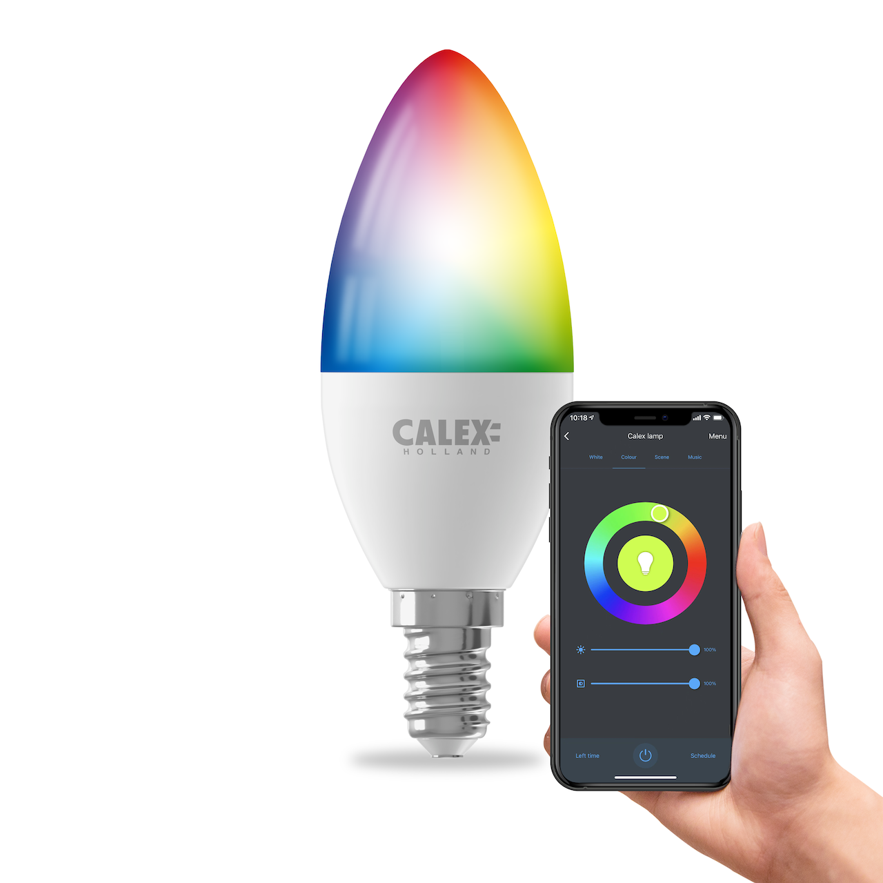 Set 2 Becuri smart LED Calex Bulb E14, B35, RGB lumina alba calda, 4.9W, 470 lumeni