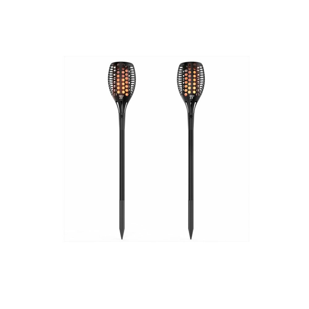 Set 2 lampi solare LED TaoTronics TT-SL004 pentru curte, gradina si balcon, efect torta, Negru