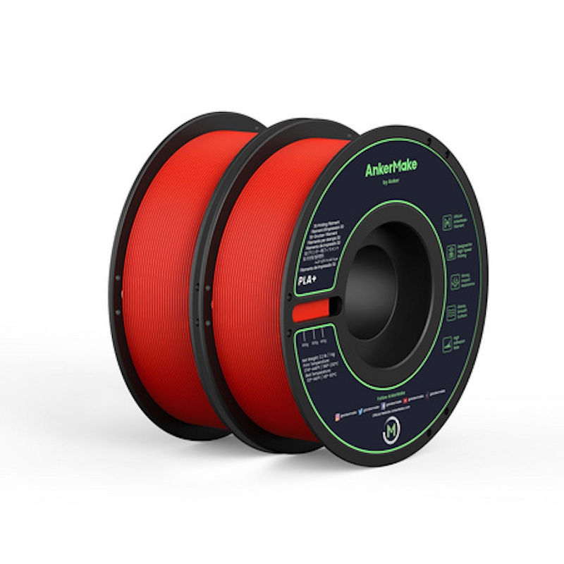 Set de 2x Filament AnkerMake PLA+ pentru imprimanta AnkerMake 3D, 2 kg, proiectat pentru imprimare de mare viteza, Rosu