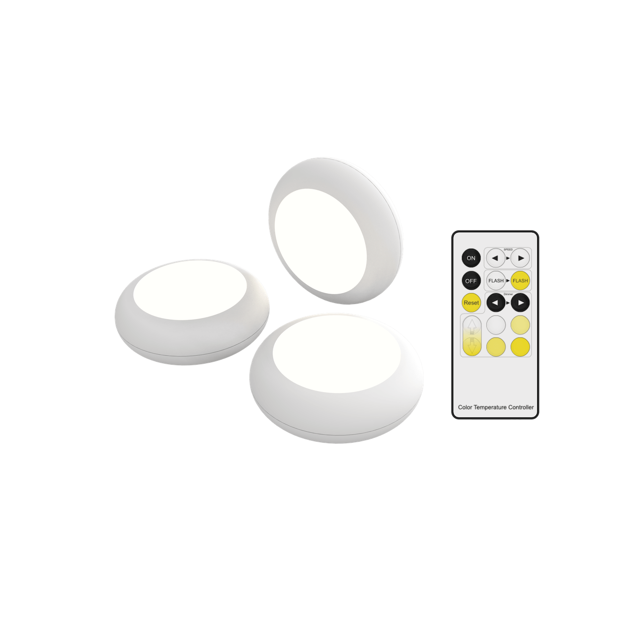 Spoturi LED Calex Spot On pentru interior, Wireless, Reincarcabile, 30 lm, set 3 buc, Alb