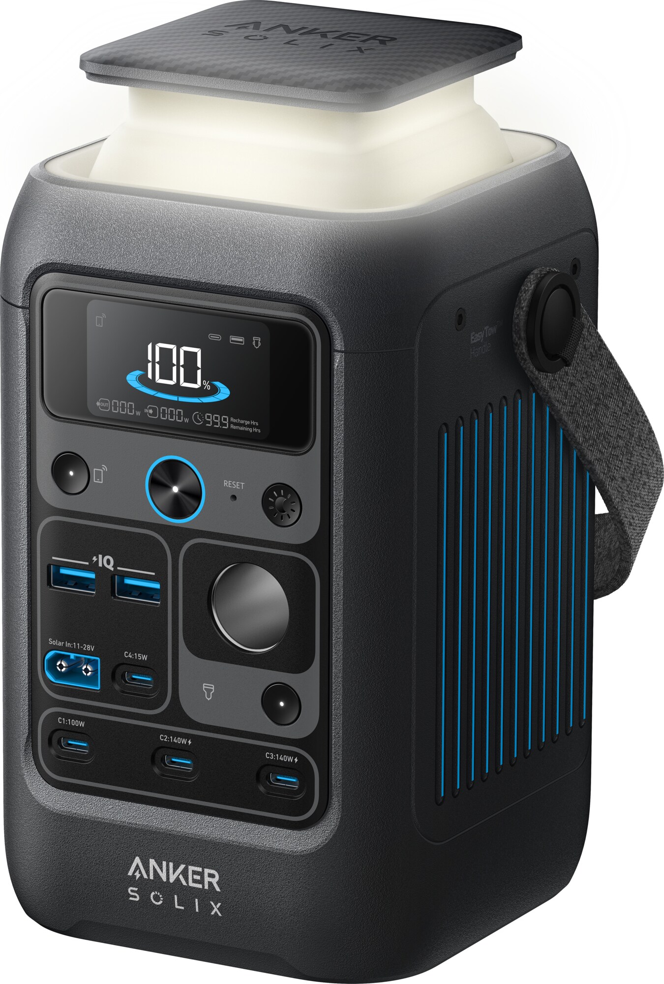 Statie de incarcare portabila Anker Solix C300X DC, 288Wh, 300W, 2x USB-A, 4x USB-C, port auto, Gri