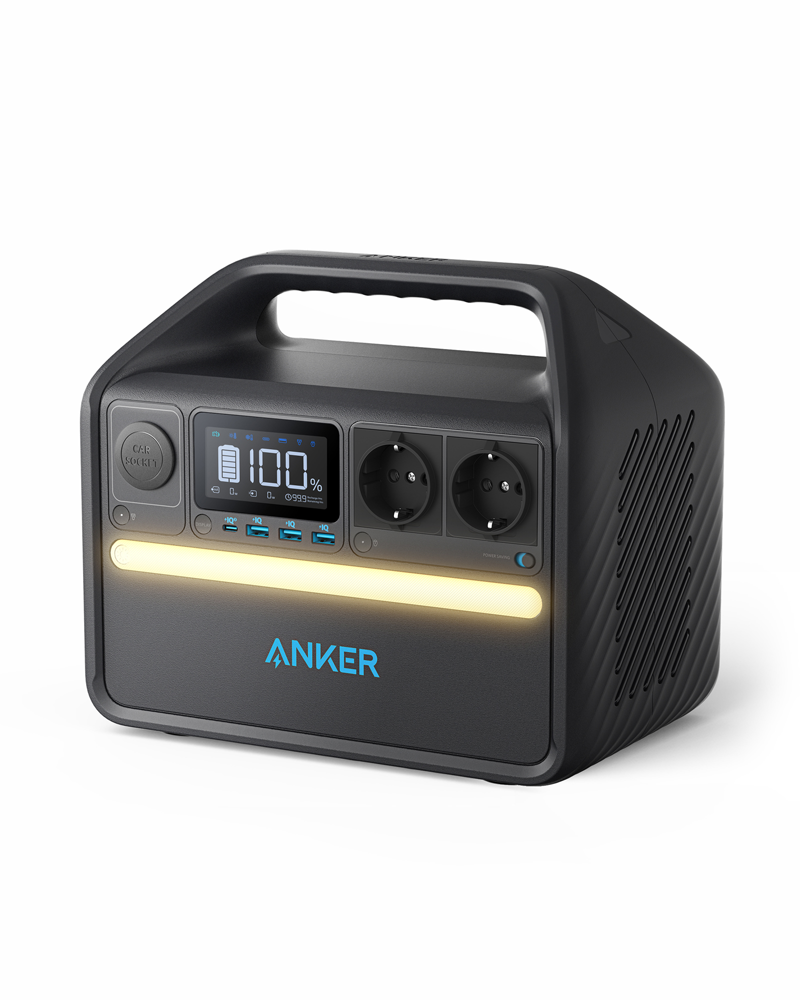 Statie portabila compacta Anker PowerHouse 535, 512Wh, 500W, 220V, 2x AC, 60W USB-C Power Delivery, lumina LED, 7 porturi