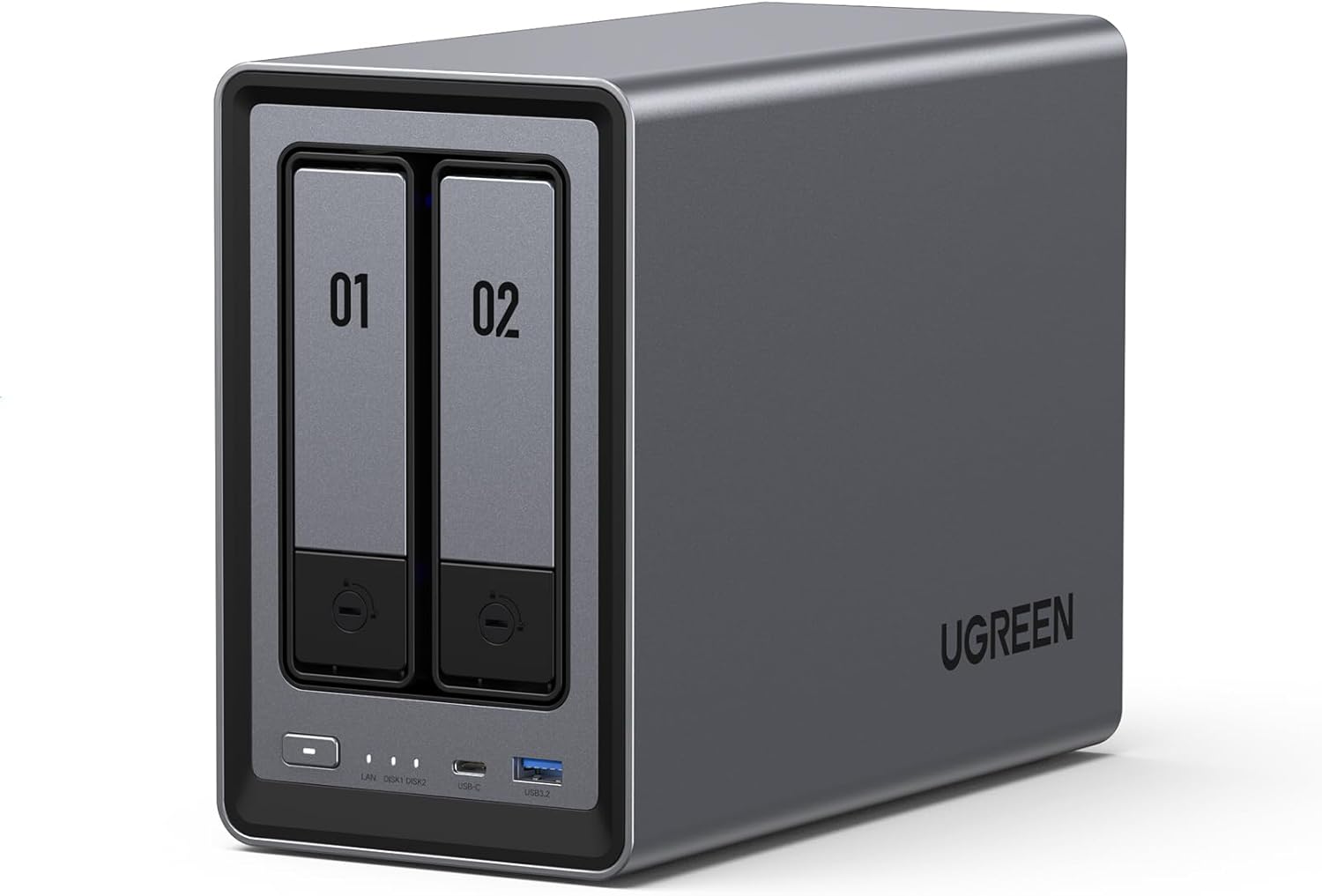 UGREEN Network Attached Storage DXP2800, cu procesor Intel N100 Quad-Core, 2-Bay, 8GB DDR5, HDMI 4K (Diskless), Gri