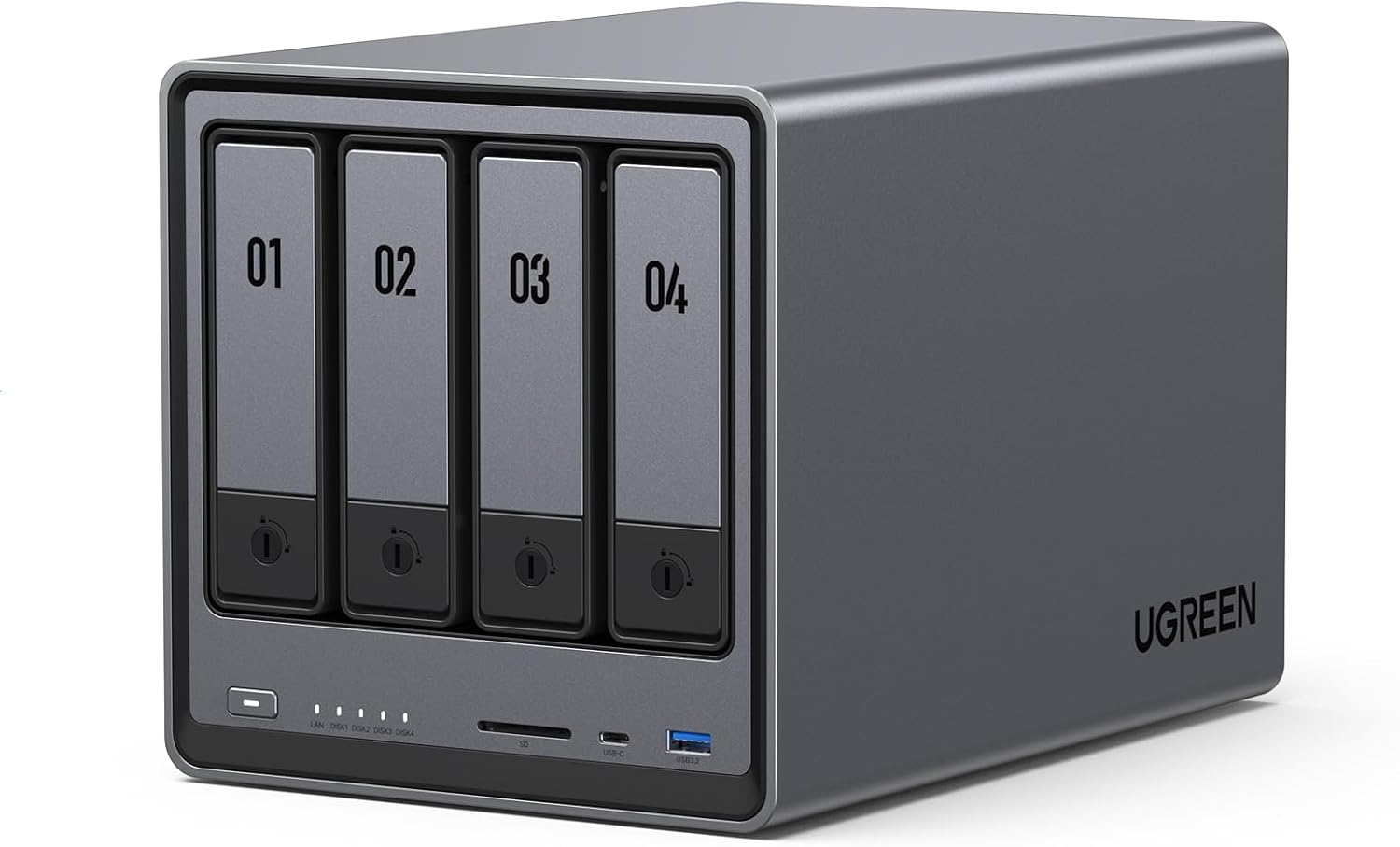 UGREEN Network Attached Storage DXP4800 cu procesor Intel N100 Quad-Core, 4-Bay, 8GB DDR5, HDMI 4K (Diskless), Gri