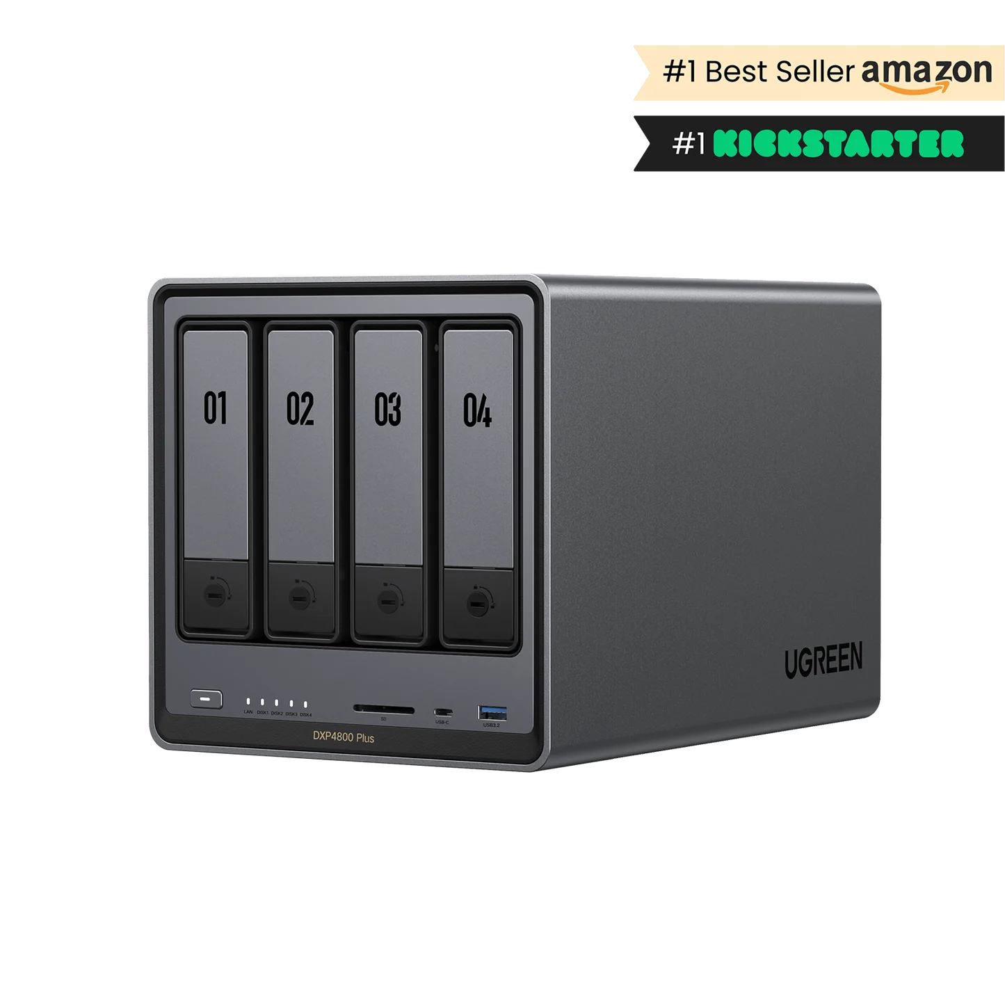 UGREEN Network Attached Storage DXP4800 Plus cu procesor Intel X86 Gold 5 6 Cores, 4-Bay, 8GB DDR5, HDMI 4K (Diskless), Gri