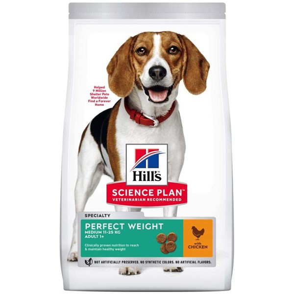 Hrana Uscata Caine HILL’S SP Canine Adult Perfect Weight Medium Chicken 12 kg Adult
