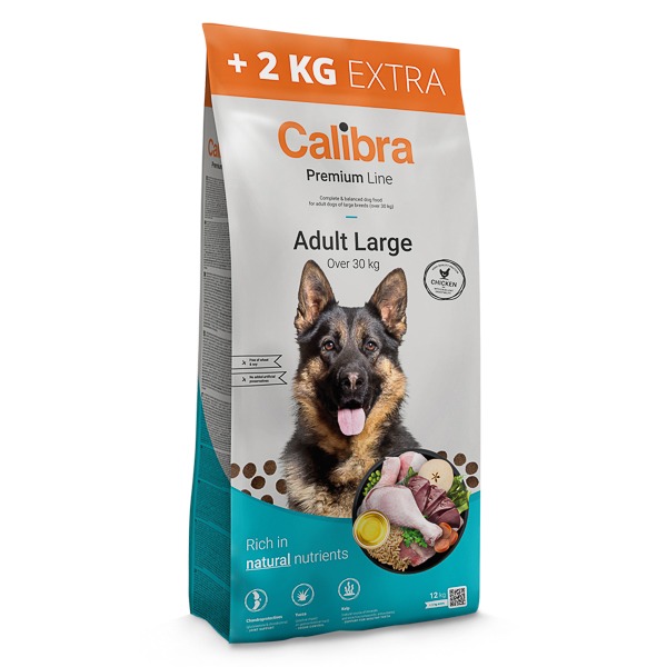Hrana Uscata Caini CALIBRA Premium Line Adult Large 12 + 2 Kg Adult