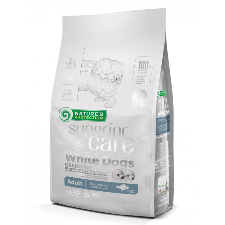 Hrana Uscata Caini NATURE’S PROTECTION Superior Care White Dogs Grain Free Fish Small and Mini Adult 10kg Caine Adult 2023-09-26