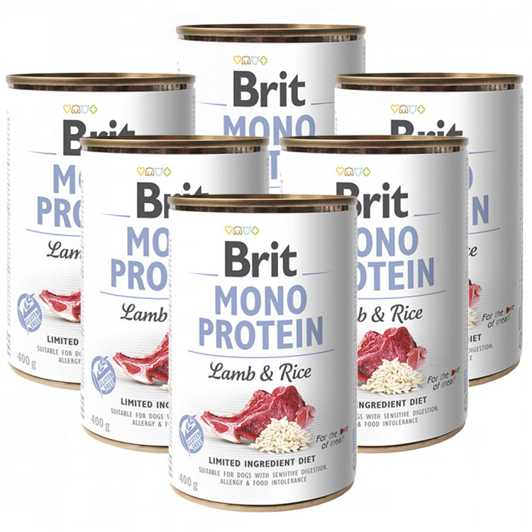 Pachet Conserve Caini BRIT MONO PROTEIN Lamb and Rice 6x400g