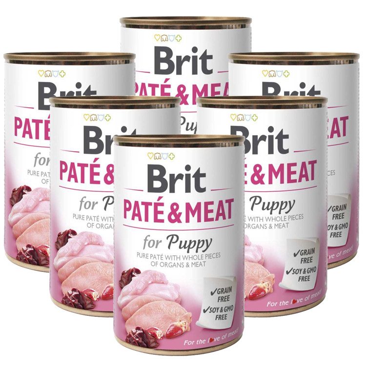 Pachet Conserve Caini BRIT PATE AND MEAT Puppy 6x400g