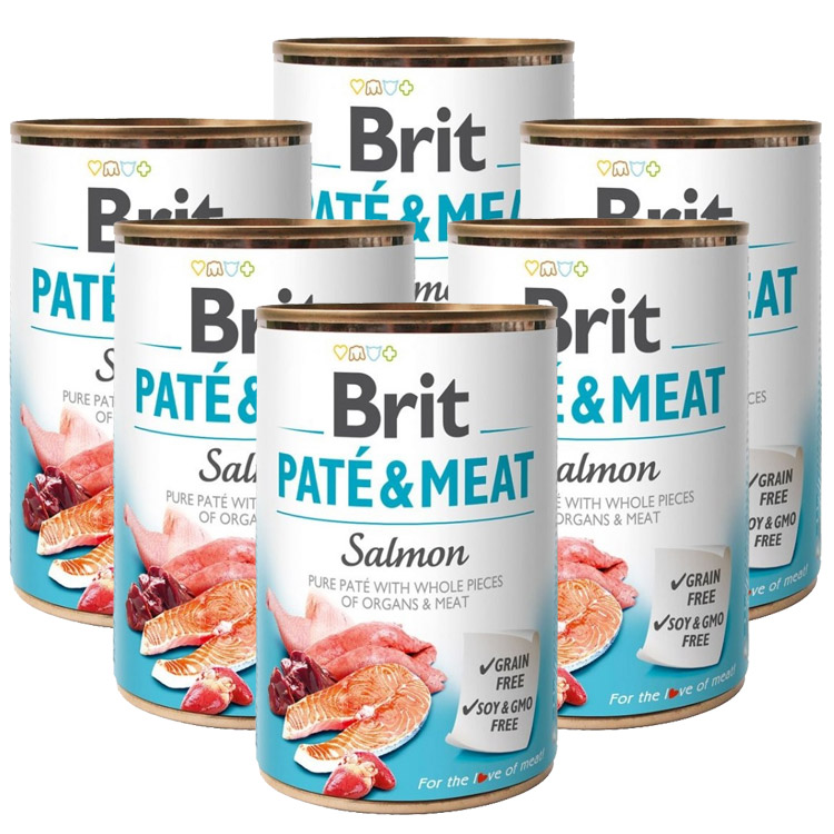 Pachet Conserve Caini BRIT PATE AND MEAT Salmon 6x400g