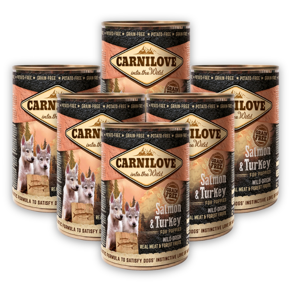 Pachet Conserve Caini CARNILOVE Wild Meat Salmon & Turkey For Puppies 6x400g 6x400g