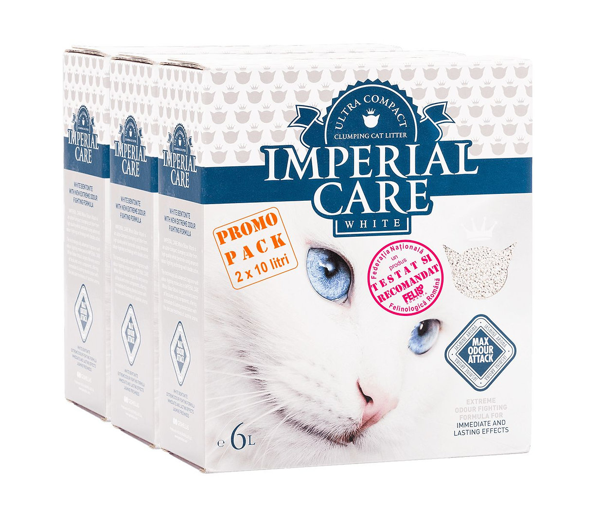 Pachet Imperial Care White Asternut Igienic Pisici Bentonita Premium Iasomie 3 x 6L Asternut