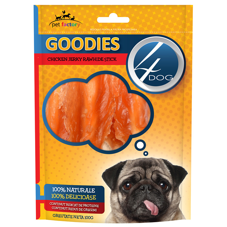 Recompense 4dog Goodies Chicken Jerky Rawhide Sticks 100g