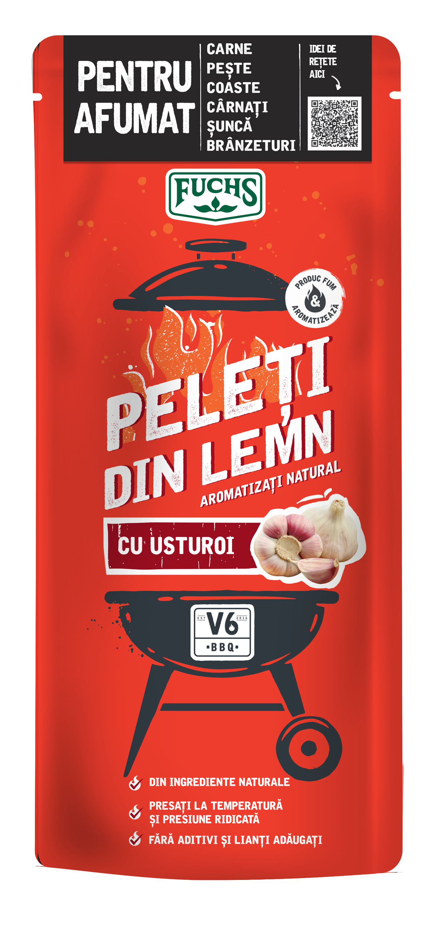 Peleti din lemn aromatizati natural cu usturoi, v6bbq by fuchs, 500g V6BBQ