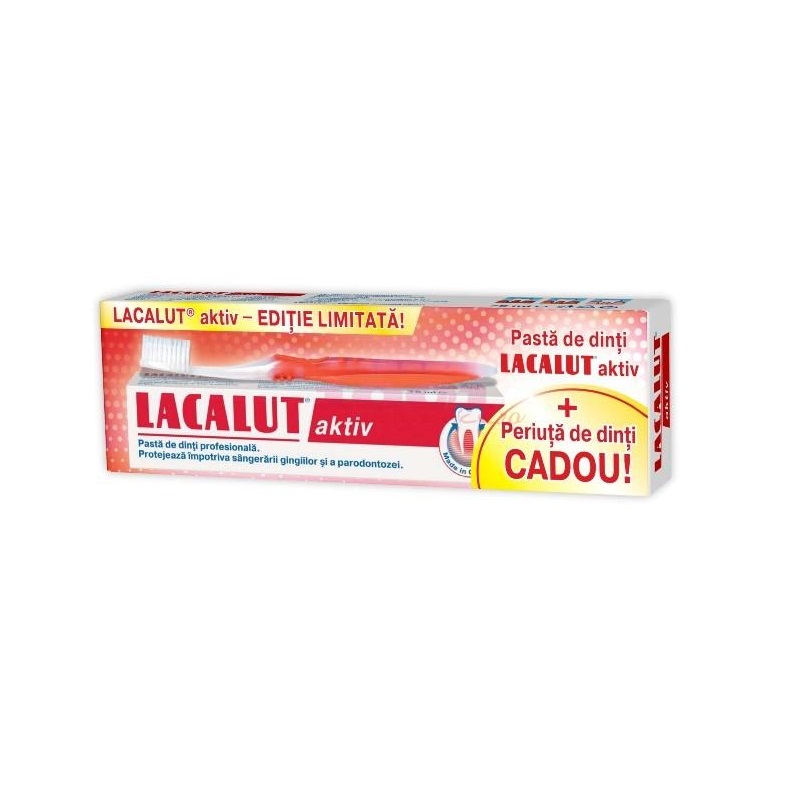 Lacalut Aktiv x 75 ml + Perie Aktiv Cadou