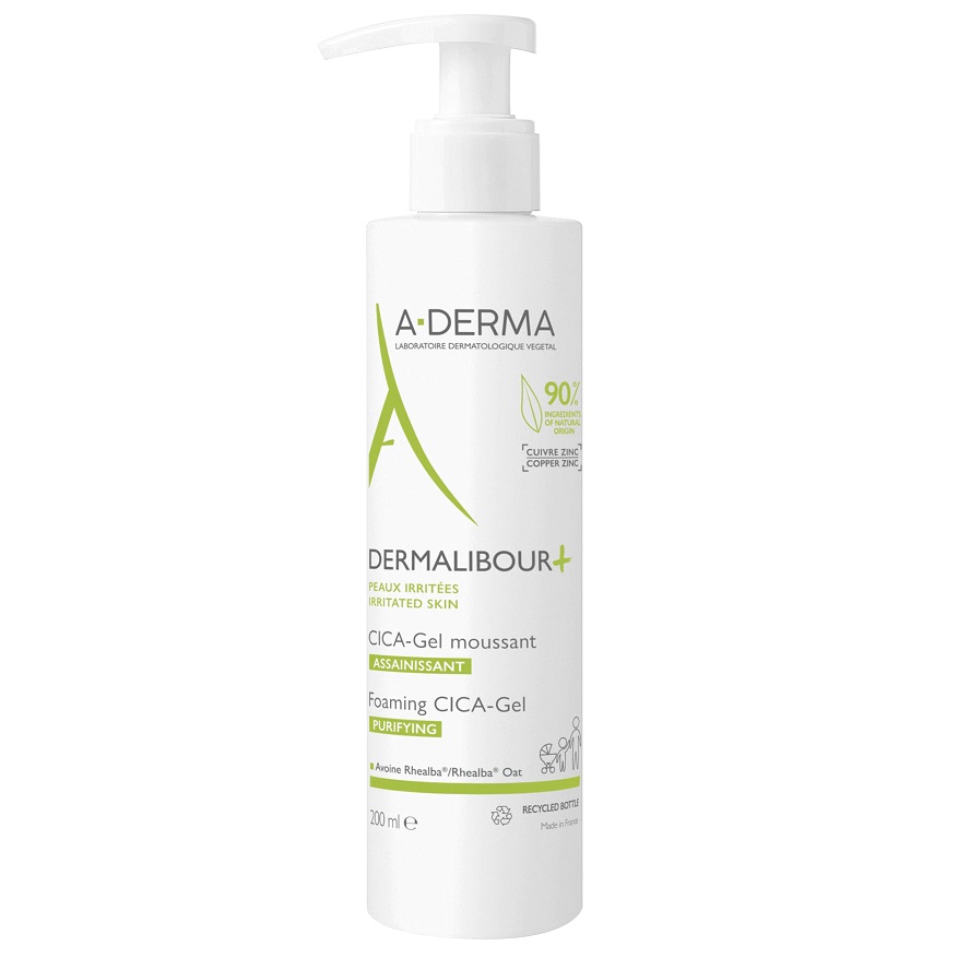 A-Derma Dermalibour+ Cica gel spumant purificator, 200ml, Pierre Fabre