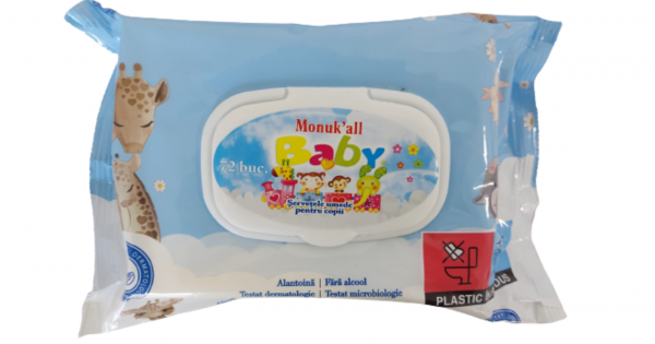 Monuk servetele umede copii capac blue, 72 buc