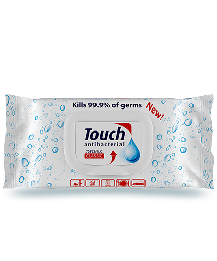 Touch servetele umede antibacteriene classic, kids, violet x 70 buc