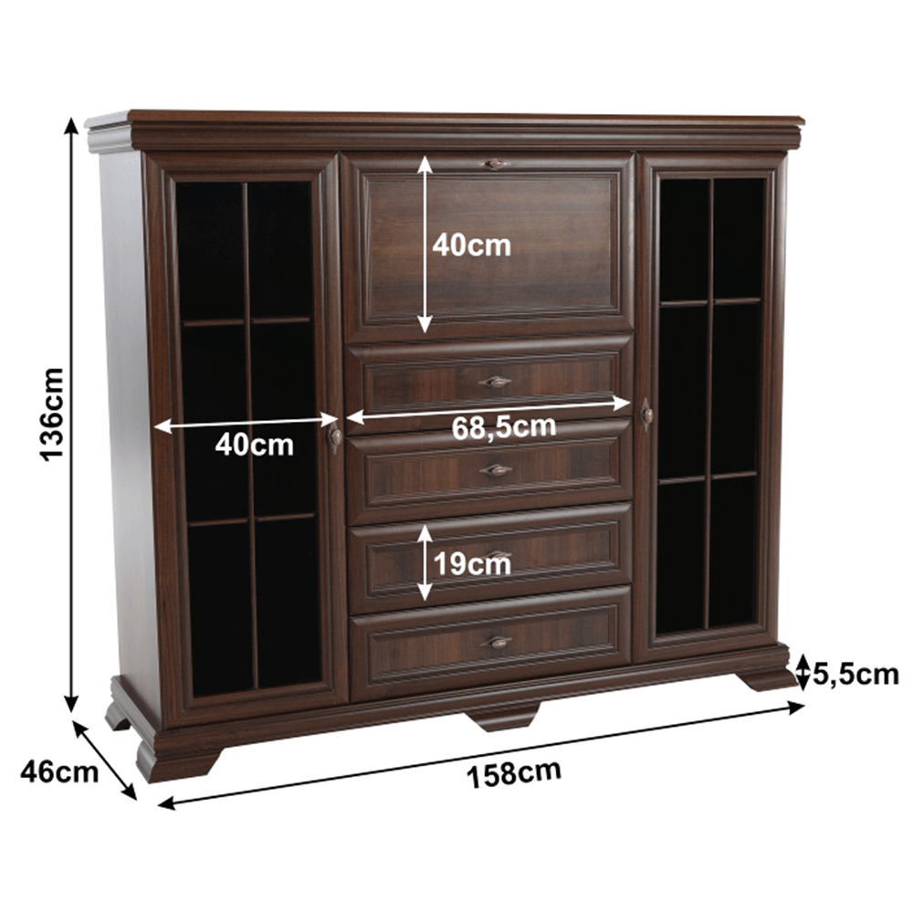 Comode si vitrine Comodă 2 uși, un bar și 4 sertare KK7 NUC kk6NUC