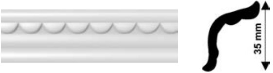 Baghete polistiren - Bagheta decorativa polistiren, PPO-AM06-08, alb, 2000 x 35 x 35 mm, 120 bucati/bax, profiline.ro