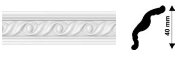 Baghete polistiren - Bagheta decorativa polistiren, PPO-AM11-08, alb, 2000 x 40 x 40 mm, 120 bucati/bax, profiline.ro
