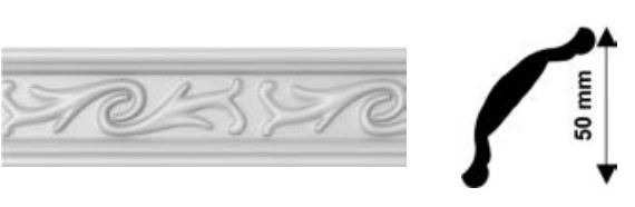Baghete polistiren - Bagheta decorativa polistiren, PPO-AM13-08, alb, 2000 x 50 x 50 mm, 100 bucati/bax, profiline.ro
