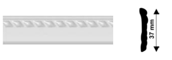 Baghete polistiren - Bagheta decorativa polistiren, PPO-AM14-08, alb, 2000 x 37 x 10 mm, 160 bucati/bax, profiline.ro