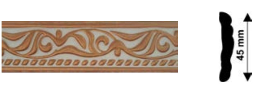 Baghete polistiren - Bagheta decorativa polistiren, PPO-CM10-RWG, alb auriu, 2000 x 45 x 10 mm, 140 bucati/bax, profiline.ro