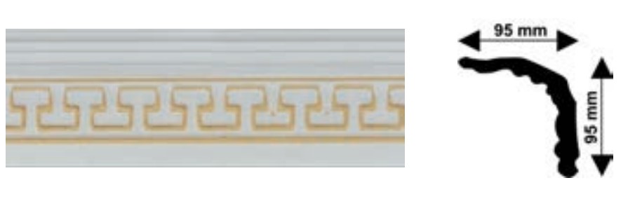 Baghete polistiren - Bagheta decorativa polistiren, PPO-CM17-RWG, negru auriu, 2000 x 95 x 95 mm, 48 bucati/bax, profiline.ro