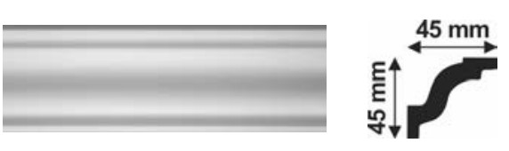 Baghete polistiren - Bagheta decorativa polistiren, PPO-LX60, alb, 2000 x 45 x 40 mm, 66 bucati/bax, profiline.ro