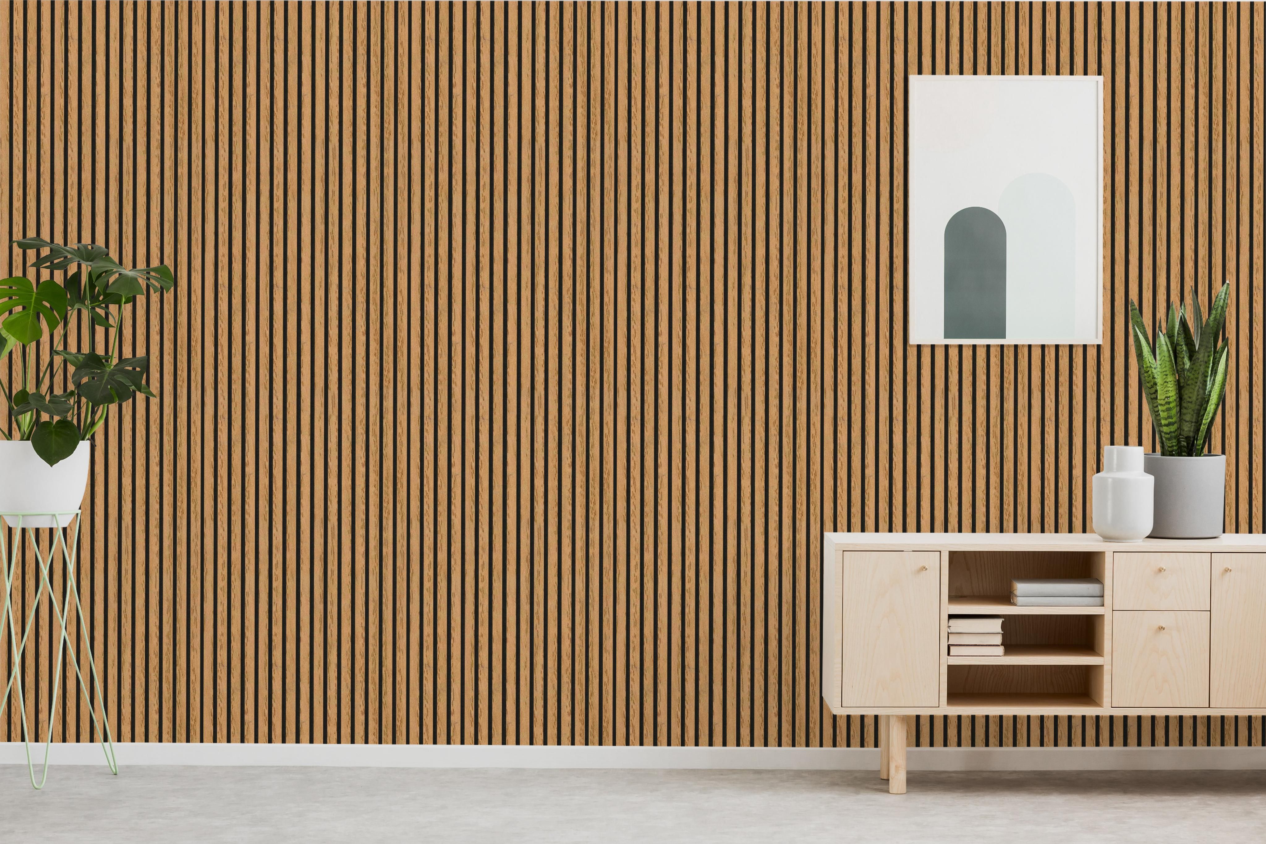 Riflaj decorativ Panou acustic cu riflaj MDF Castan 205X2600