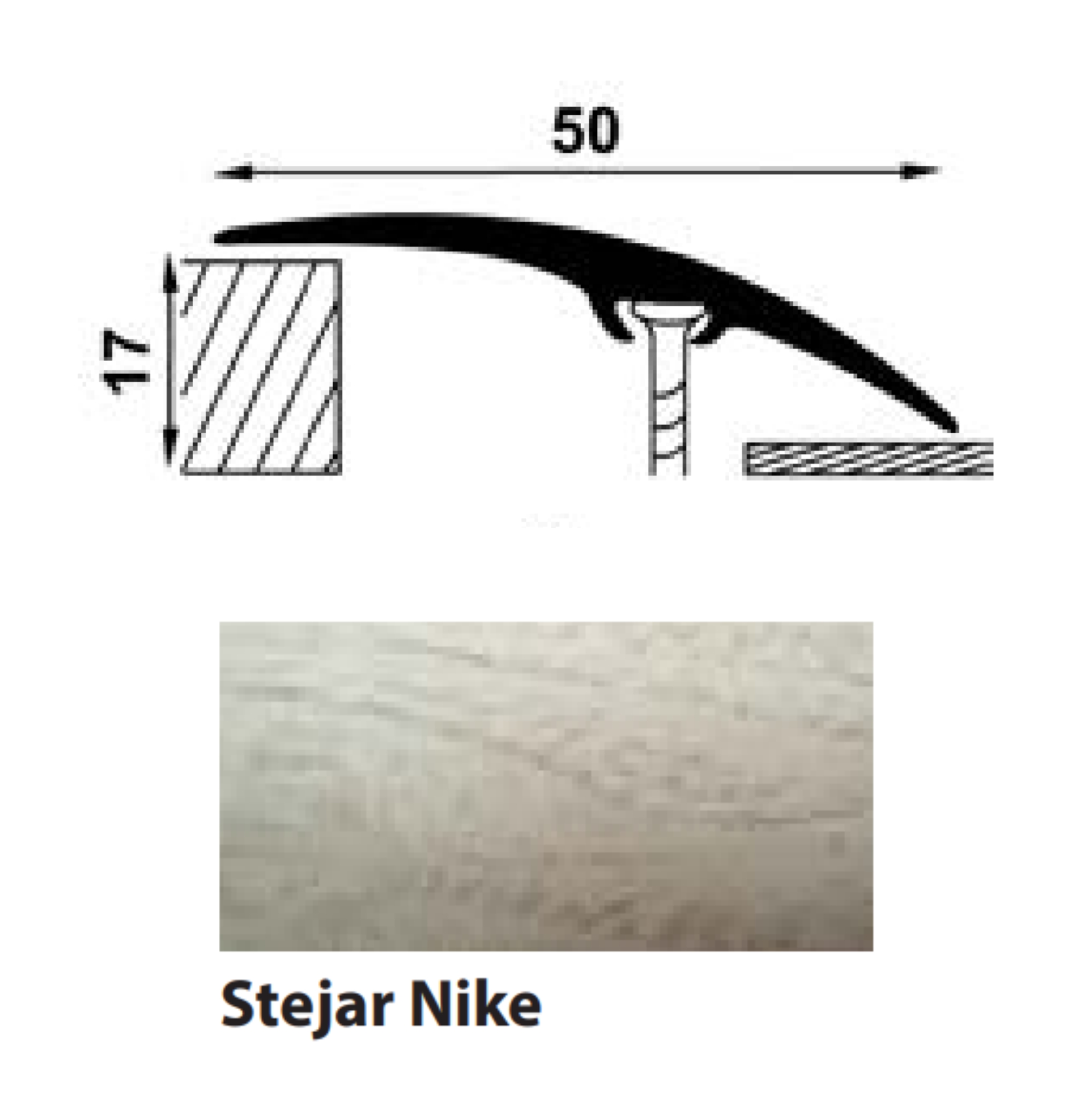 Profile de trecere - Profil aluminiu de trecere, cu surub ascuns, PM75607, stejar nike, 900 x 50 mm, profiline.ro