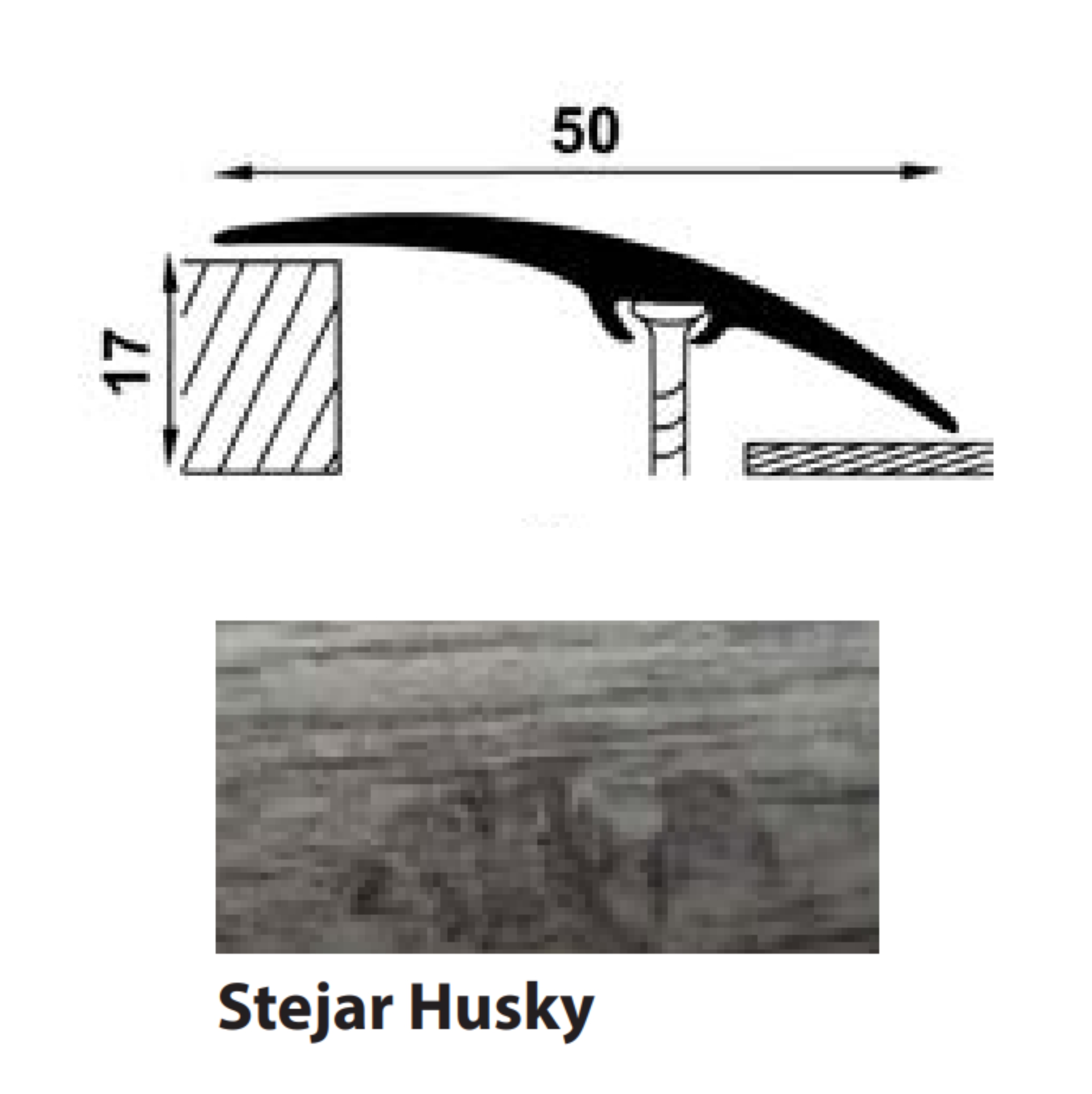 Profile de trecere - Profil aluminiu de trecere, cu surub ascuns, PM75610B, stejar husky, 1800 x 50 mm, profiline.ro