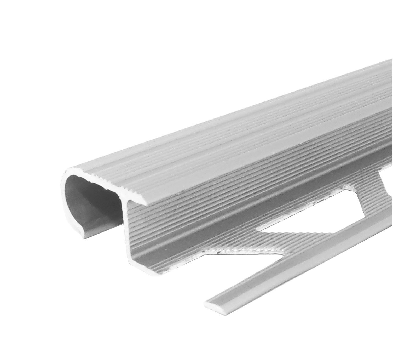 Profile treapta - Profil aluminiu, semirotund, pentru treapta gresie, Venezia Plus, PM350151A, argintiu, 10 mm, 2.5 m, profiline.ro