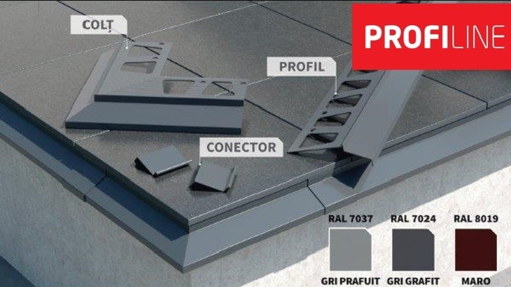 Profile picuratoare - Profil picurator pentru balcon din aluminiu GRAFIT, RAL 7024, profiline.ro
