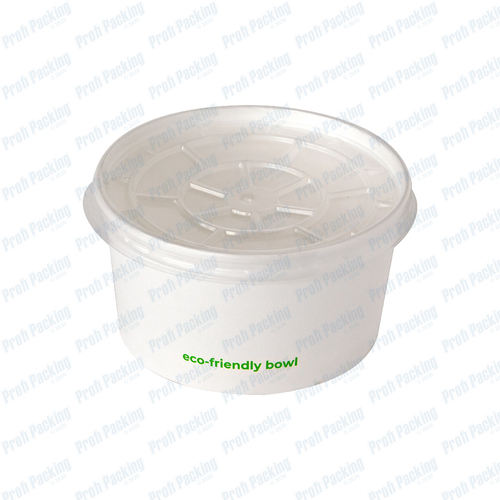 Boluri pentru supa - Bol supa carton alb cu capac 350ml 100buc/set, profipacking.ro