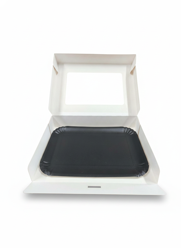 Cutii pentru tort si prajituri - Cutii cu fereastra si tavite negre 35x26x6cm 5buc/set, profipacking.ro