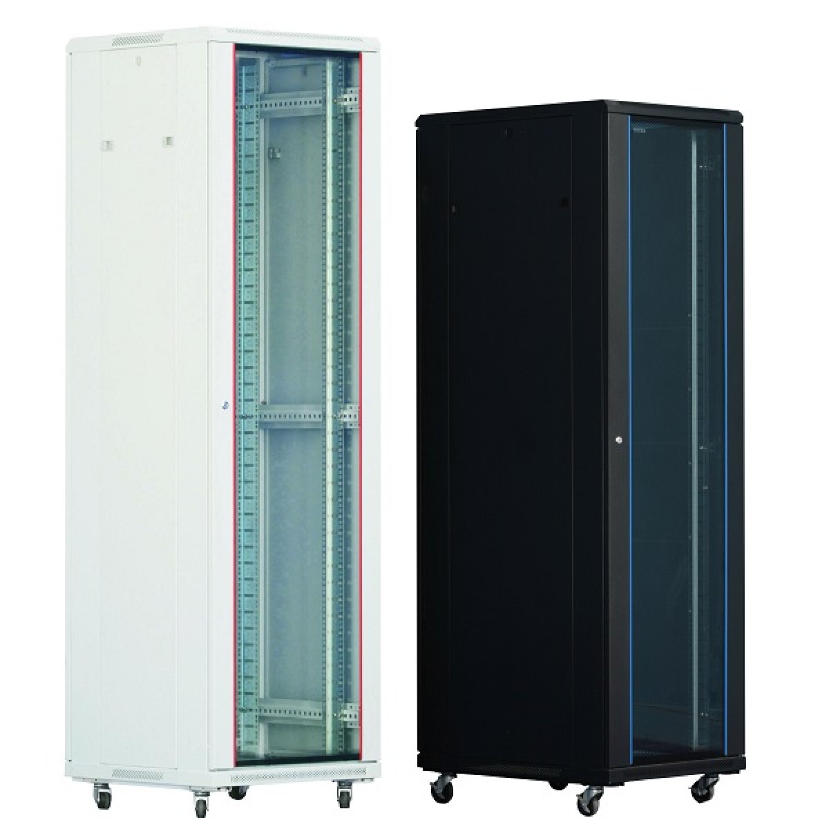 Rack-uri de podea - Cabinet rack de podea 18U Xcab, 600mm x 600mm, usa fata sticla, usa spate metal plin, pro-networking.ro