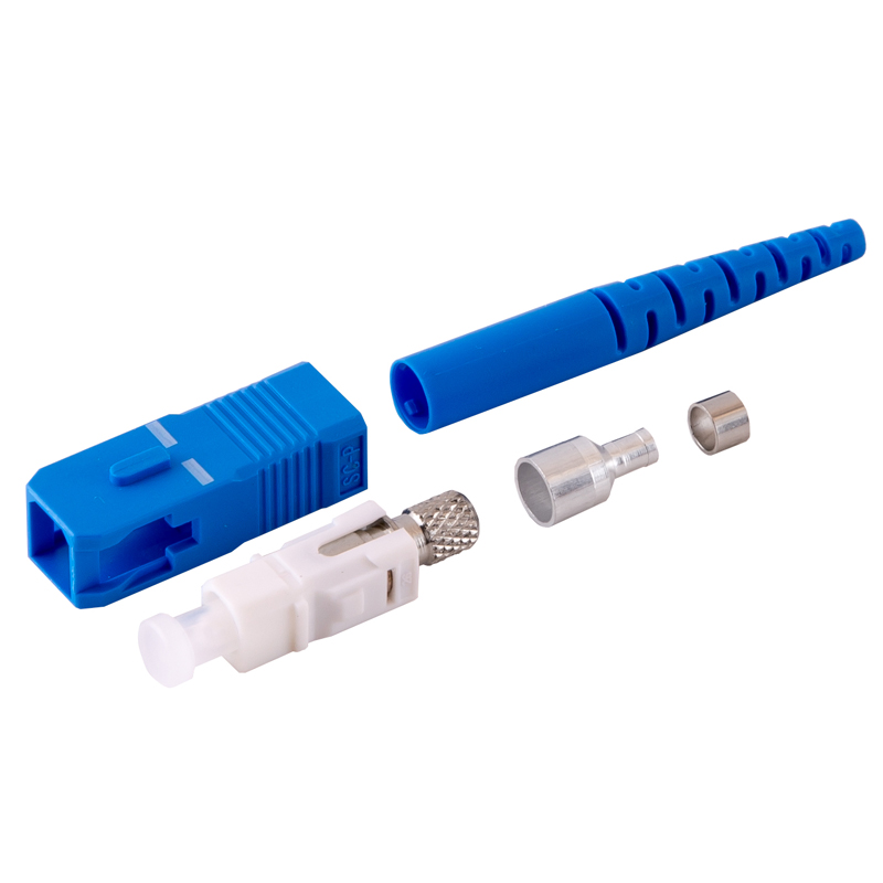Conectori fibra - Conector SC/UPC Single Mode pentru cablu cu diametru de 3mm Albastru Mills, pro-networking.ro