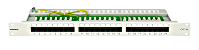 Fix - Patch panel 24 porturi Cat5e RJ45 neecranat gri, Schrack, pro-networking.ro