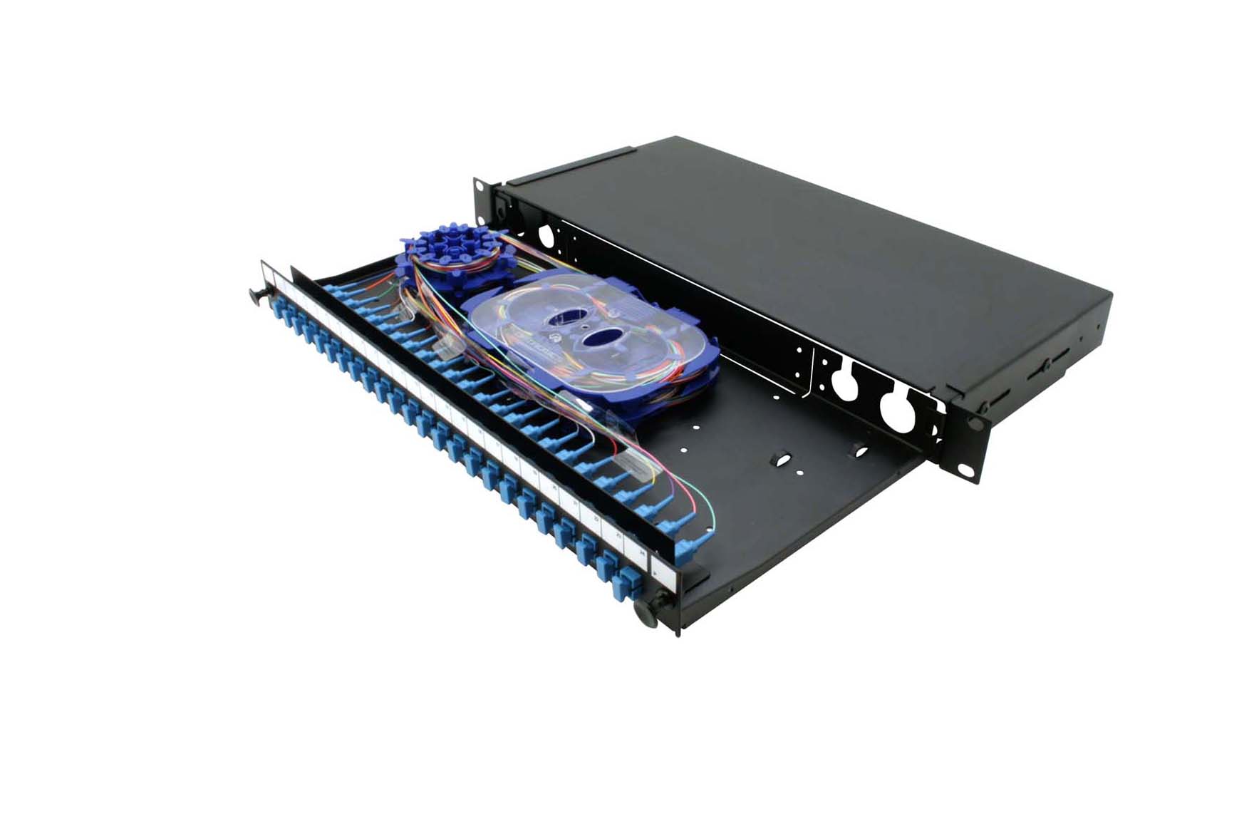 Tip sertar - Patch panel fibra optica 24 porturi SC/E2000 Simplex/LC Duplex, neechipat, AFL Hyperscale, pro-networking.ro