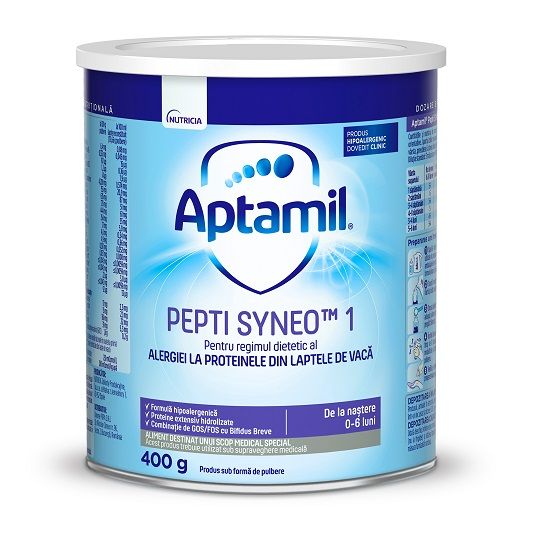 Lapte praf de inceput PEPTI SYNEO 1, 0-6 luni, 400g, Aptamil