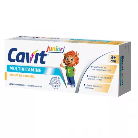 Cavit Junior vanilie, 20 tablete masticabile, Biofarm