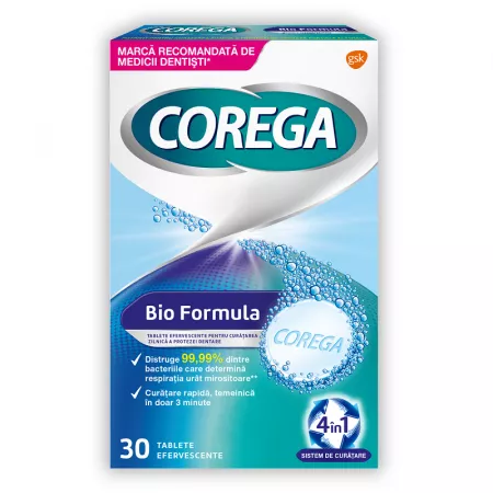 Tablete efervescente Corega Bio Formula, 30 tablete, Gsk