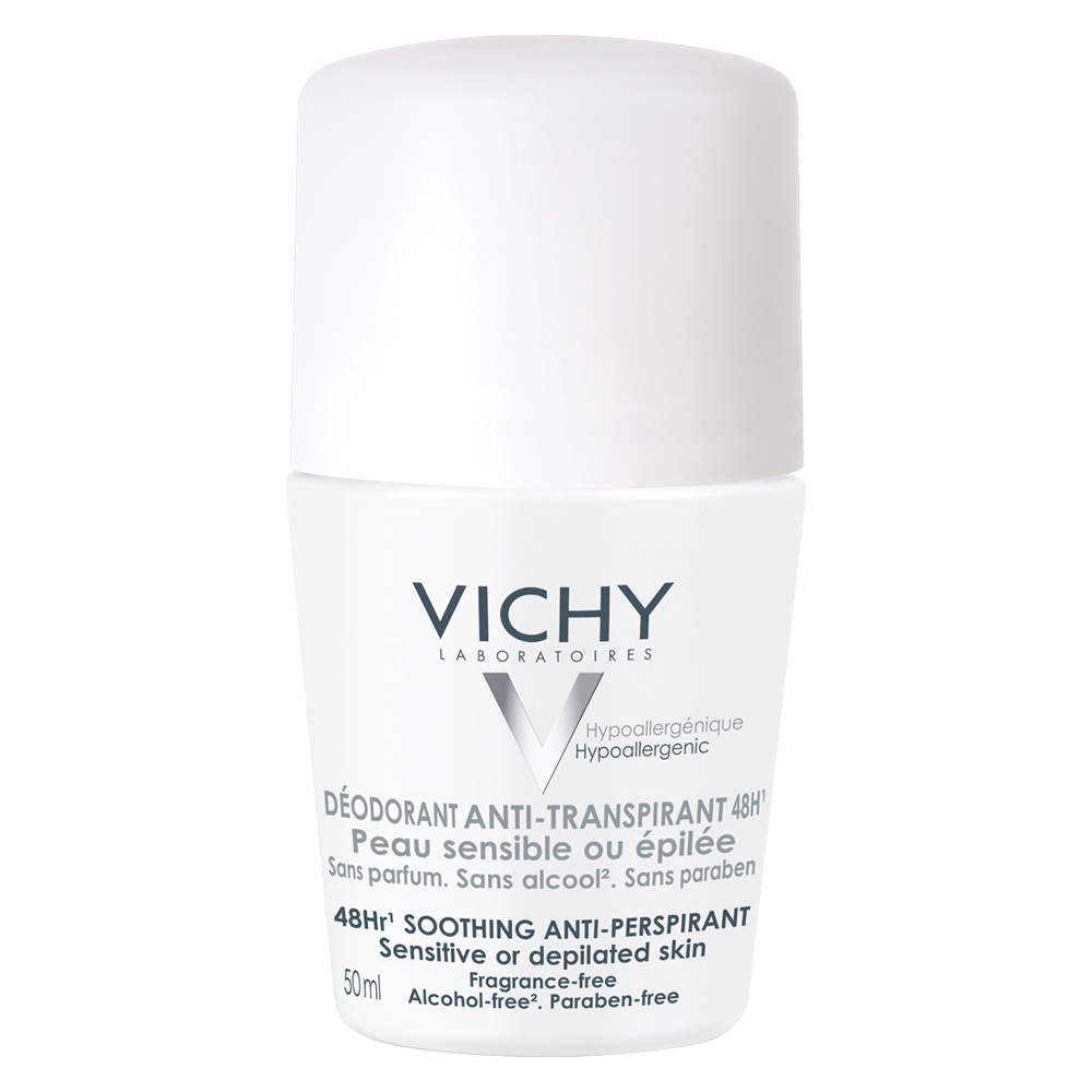 Deodorant roll-on piele sensibila si/sau proaspat epilata Vichy fara parfum 48h, 50ml