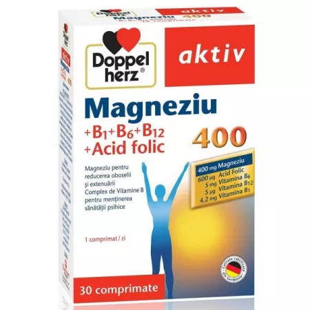 Magneziu 400 + B1 + B6 + B12 + Acid Folic, 30 comprimate, Doppelherz